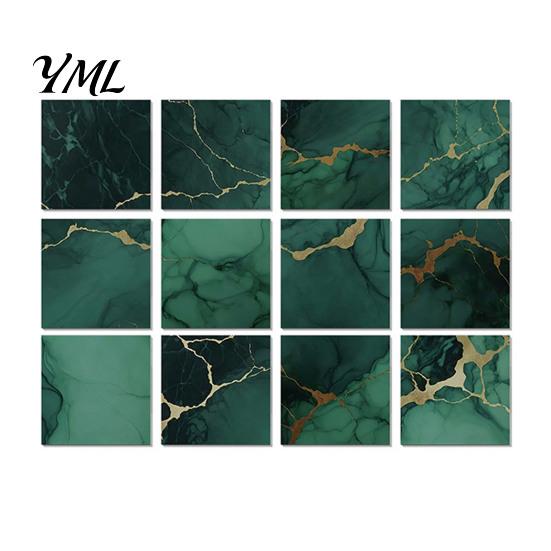 Waterproof Backsplash Decals for Bathroom 12PCS Imitation Marble Pattern Wall Stickers, Self-Adhesive EVA Easy Apply Renovation Sheets Tiles, Scratch