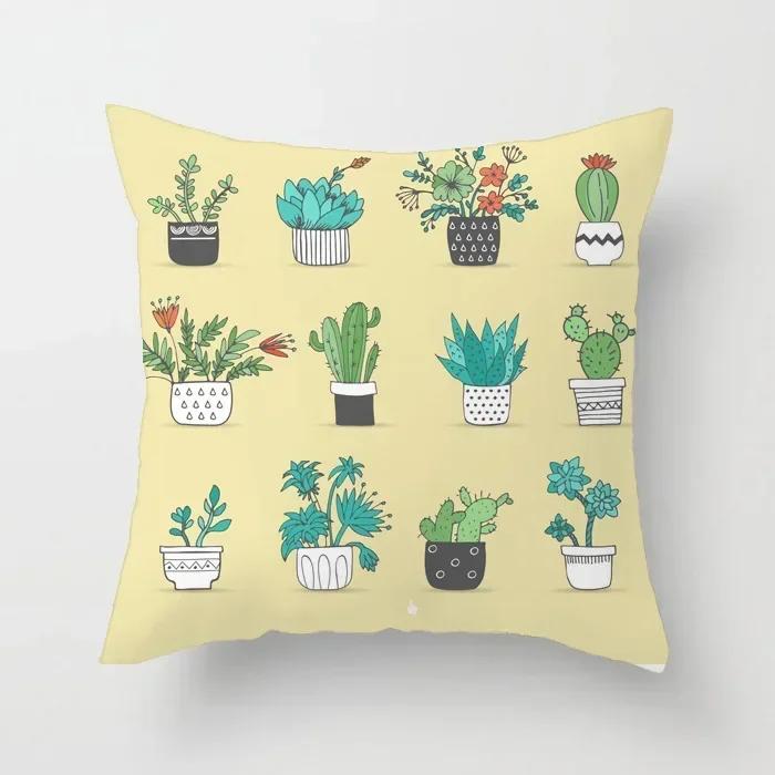 40/45/50cm Cactus Print Throw Pillow Cover Succulent Desert Plant Cushion Cover for Home Sofa Chair Pillow Cover