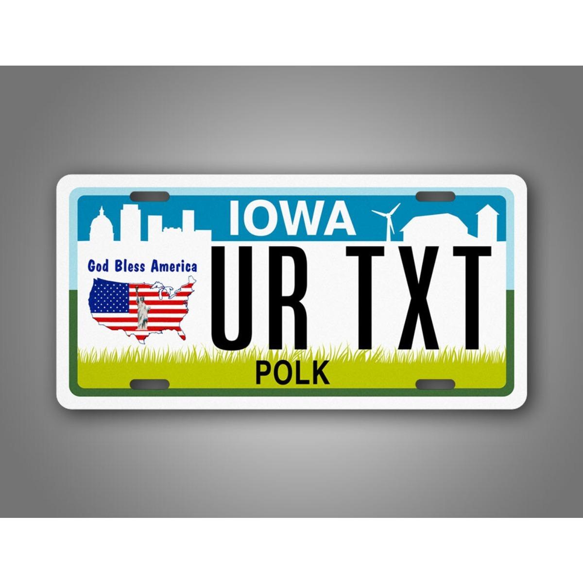 

1pc Customizable 6x12in IA God Bless America License Plate Sign Wall Decor білий