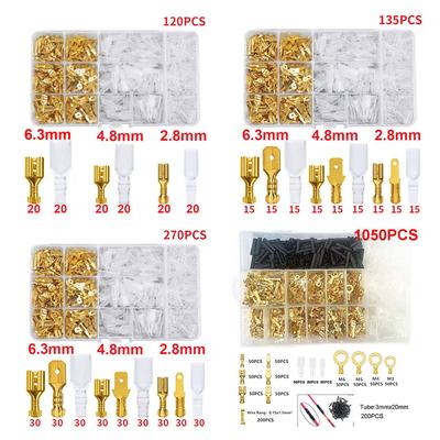 Terminali cu lamă presată la rece 2,8/4,8/6,3 mm Izolați Terminali mamă și tată cu crimpare tip furculiță Kit combinat conector fir și cablu