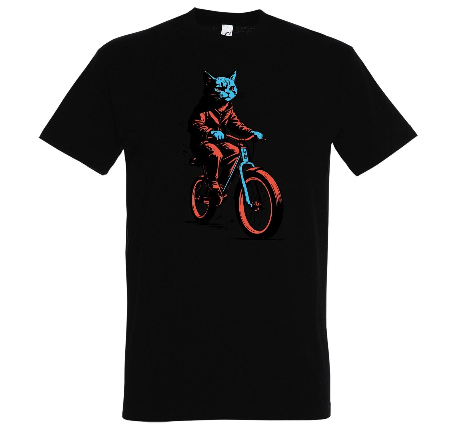 

Youth Designz Cat Bicycle Mens T-Shirt Printed Cat Dad Cute Funny 3XL