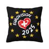 Concours Eurovision de la Chanson Drapeaux Cœurs Esc Ebu Eurofans Taie d'Oreiller Housse de Coussin Musical Décoration Taie d'Oreiller Pour Voiture 45X45Cm