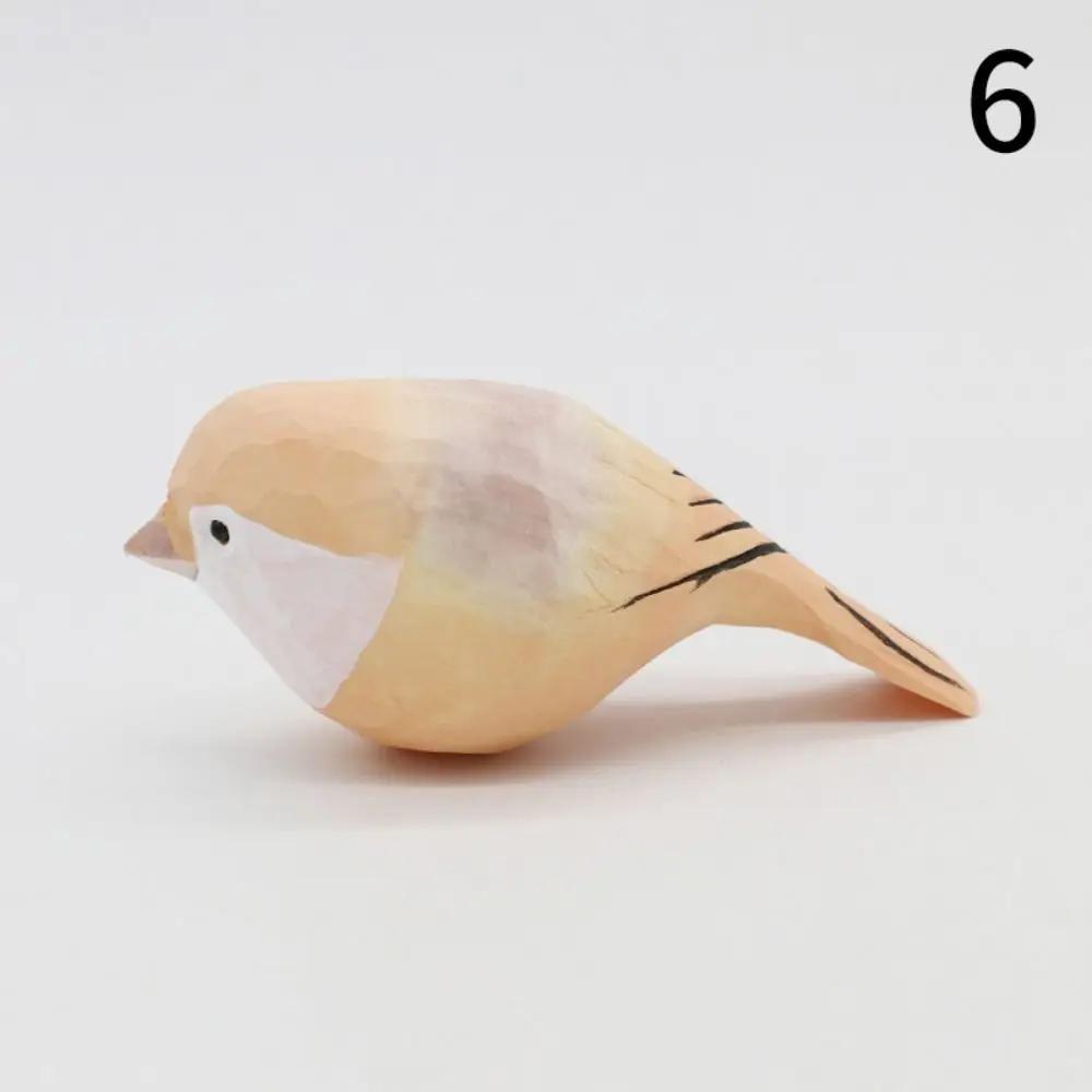 Multi-style Cute Wood Carving Bird Handmade Carving Small Bird Ornament Painting Nordic-style Wooden Bird Figurine Home Decor