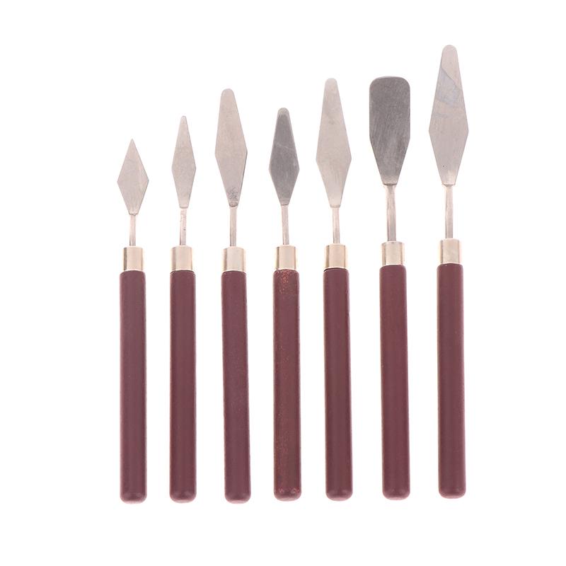 7Pcs Stainless Steel Oil Painting Knives Artist Crafts Spatula Palette Knife Mixing Knife Scraper Art Tools