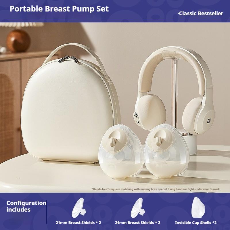 Hand-free Bilateral Electric Breast Pump Automatic Hot Compress Portable Neck Milker