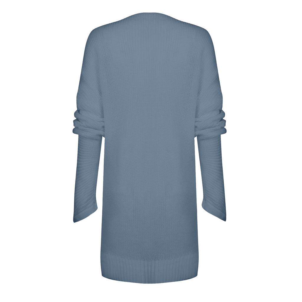 Women Fashion Casual Color Color Loose V-neck Stitching Long-sleeved Knitted Dress