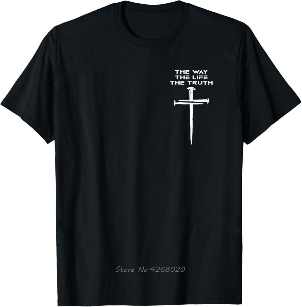 Christian Tshirt Kids Jesus The Way Truth Life Mens Clothing Oversized Fitness T Shirt Graphic Vintage Cotton Tshirt Camisetas