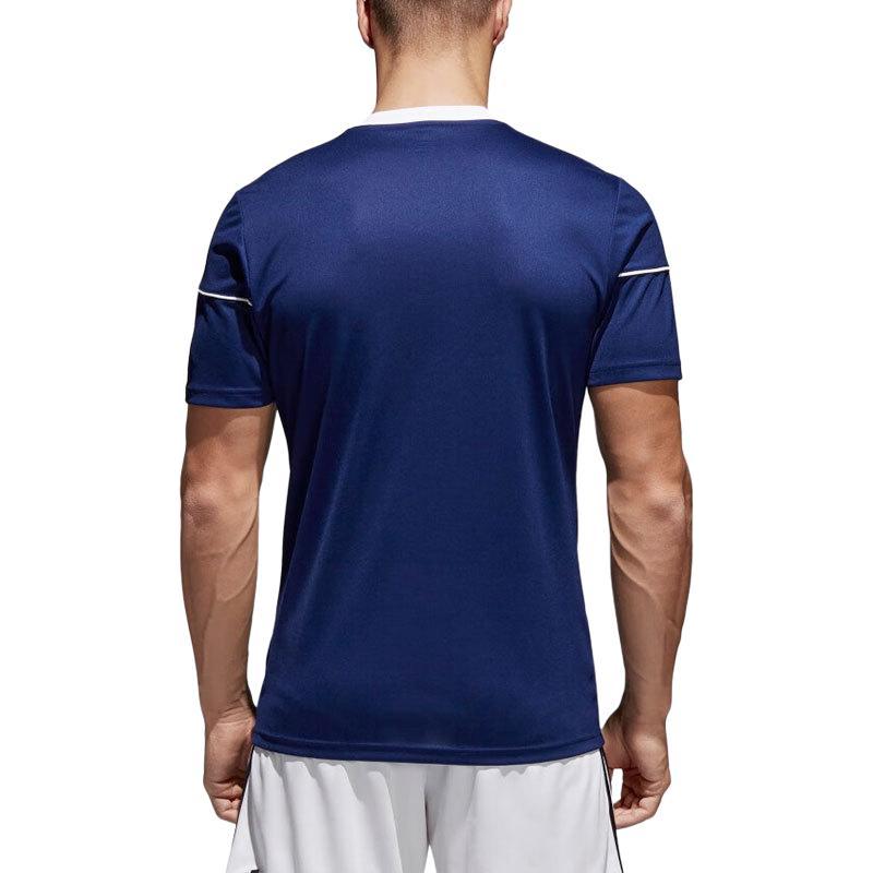 Adidas Striped Quick-Dry Comfortable Sports Round Neck Short Sleeve Football Shirt Men Tops Dark-Blue White BJ9171