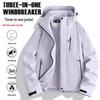 Autumn Unisex Three-in-One Hooded Mountaineering Jacket for Outdoor Casual Workwear