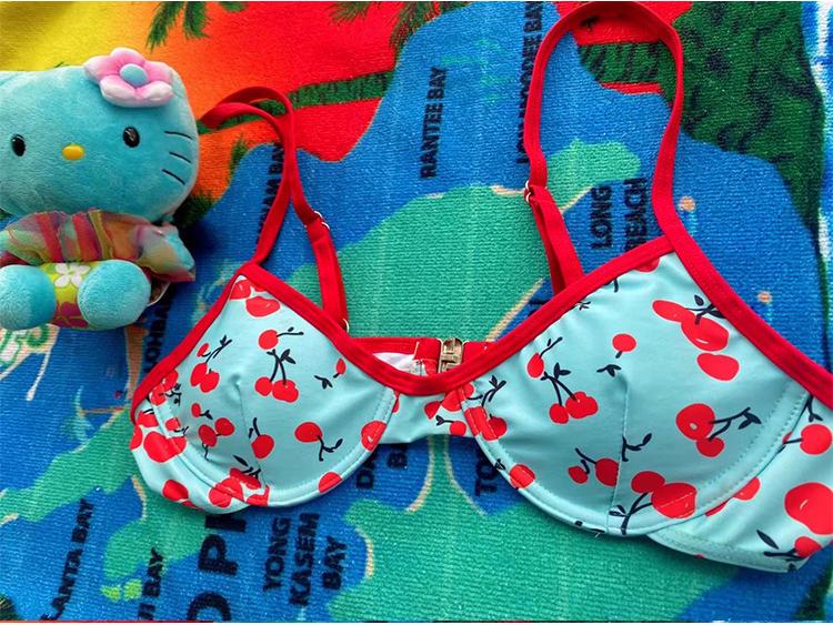 

Корейский и японский ретро принт, бикини на косточках - Женская модная сексуальная купальная одежда L вишня