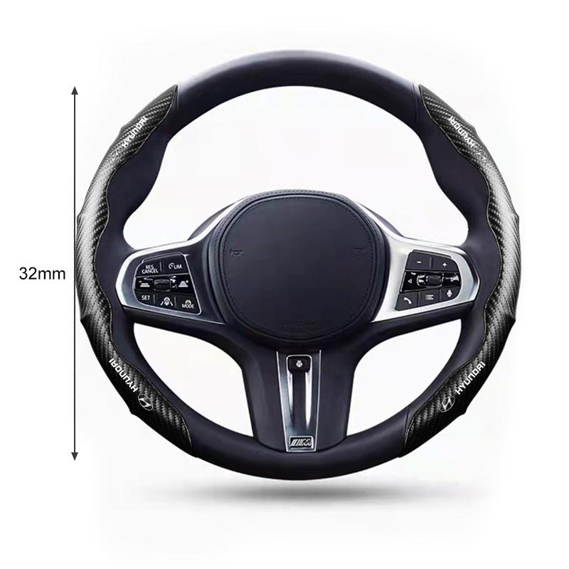2pcs Carbon Fiber Non-Slip Steering Wheel Cover Car Accessories For Hyundai I30 Accent Creta Kona IX35 I40 Getz Sonata Elantra Veloster