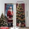 2pcs 2D Flat Printing Merry Christmas Window Drapes Santa Claus Christmas Snow Dog Polyester Without Electricity Birthday Party