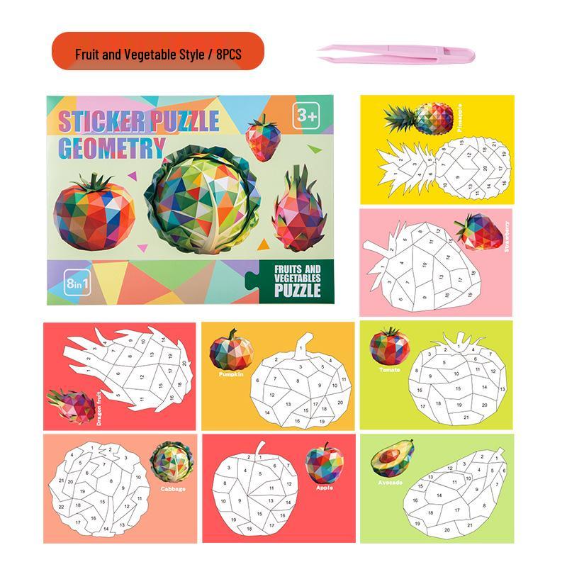 Kids' 3D Geometric Sticker Puzzle: Creative DIY Craft & Painting Toy for Kindergarten