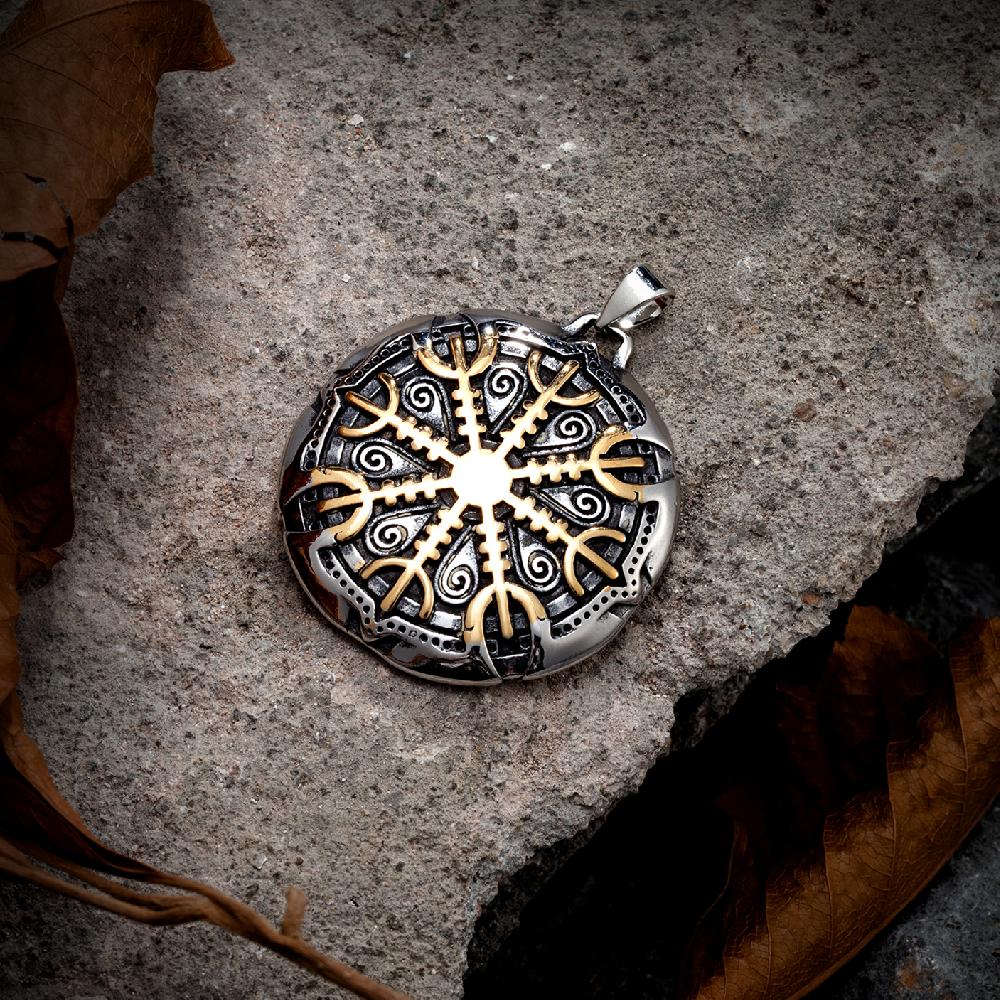 Never Fade Vikings Compass Necklaces Gold Color Stainless Steel Norse Rune Trident Pendant Vegvisir Amulet Vintage Jewelry Gifts