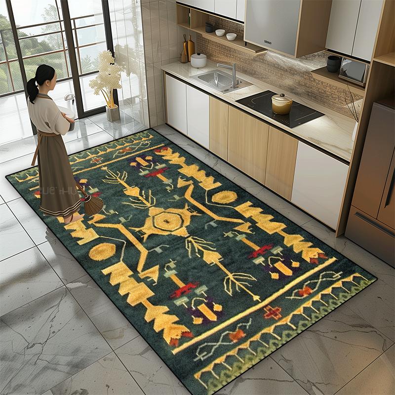 Persische Klassische Druckteppiche Wohnzimmer Heimdekoration Küche Rutschfest Große Teppiche Schlafzimmer Waschbar Eingangstürmatten