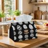 1pc Easter-Themed Tissue Box Holder Featuring an Egg And Flower Design, with a Black Background. This Durable Fabric Organizer Has a Smooth Lid, Is Li