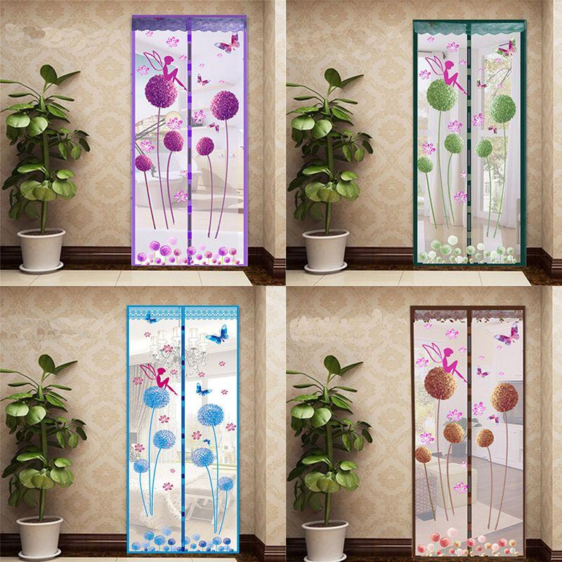 Chic Anti-mosquito Door Screen Featuring Dandelion Design And Magnetic Closure