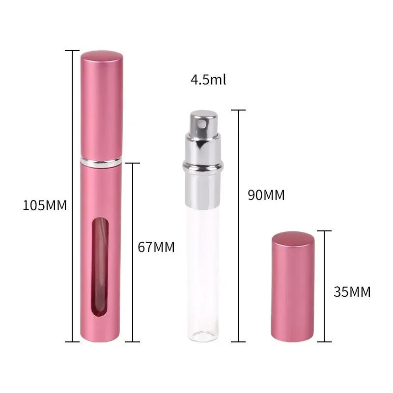 1pc 5ml Portable Perfume Bottle Mini Metal Sprayer Refillable Aluminum Empty Glass Atomizer Travel Women Cosmetic Containers