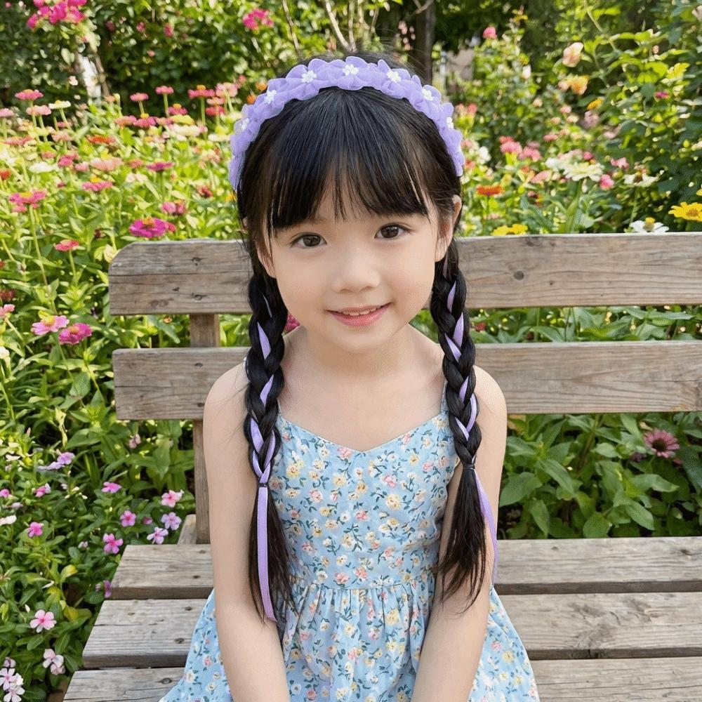 Sweet Design Fairy Braided Headband Tulle Flower Imitation Pearl Headband Floral Headband  Pageant