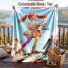 Custom Text Flannel Throw Blanket, Lightweight Cozy Bed Sofa BlanketPippi Longstocking