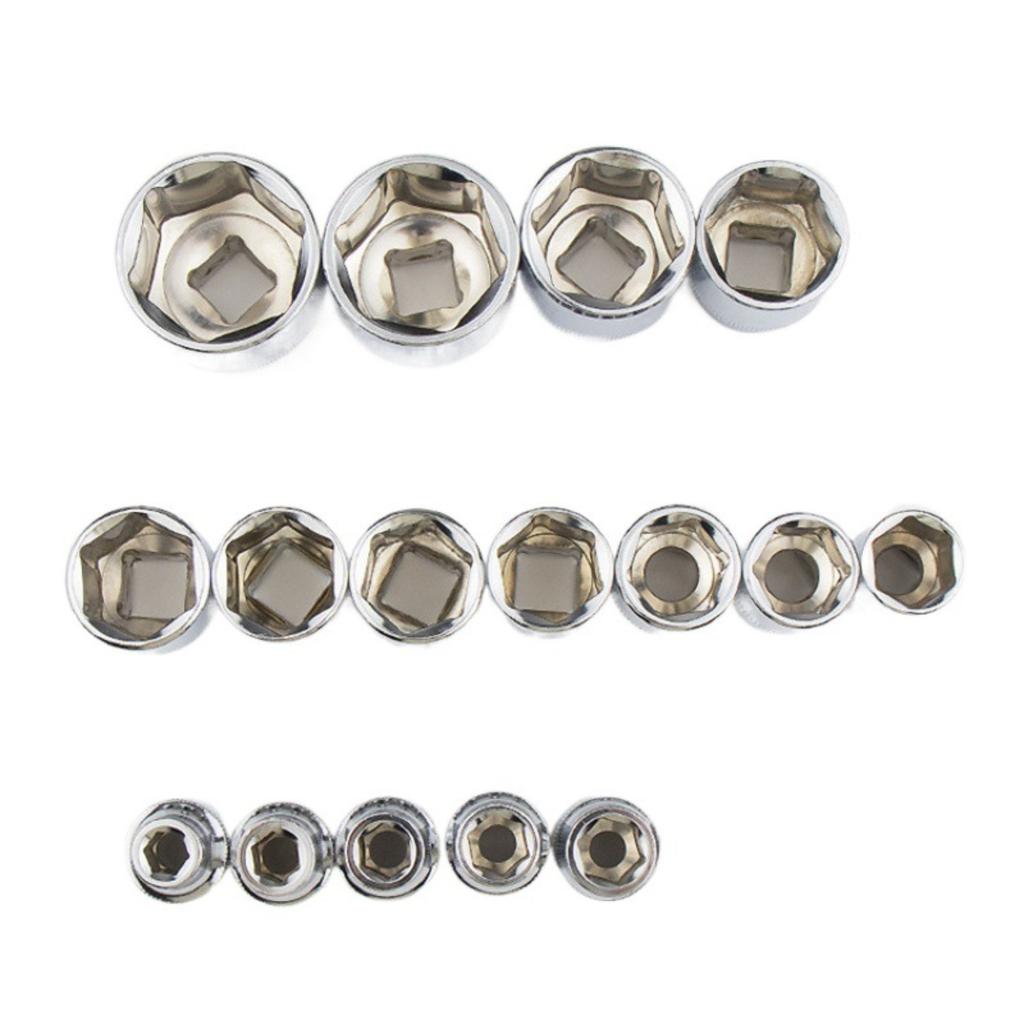 1pc 8-32mm Hex Socket Wrench Head Set 1/2 Short Long Socket Deep Nut Driver Sleeve Spanner End Ratchet Tool With Holder