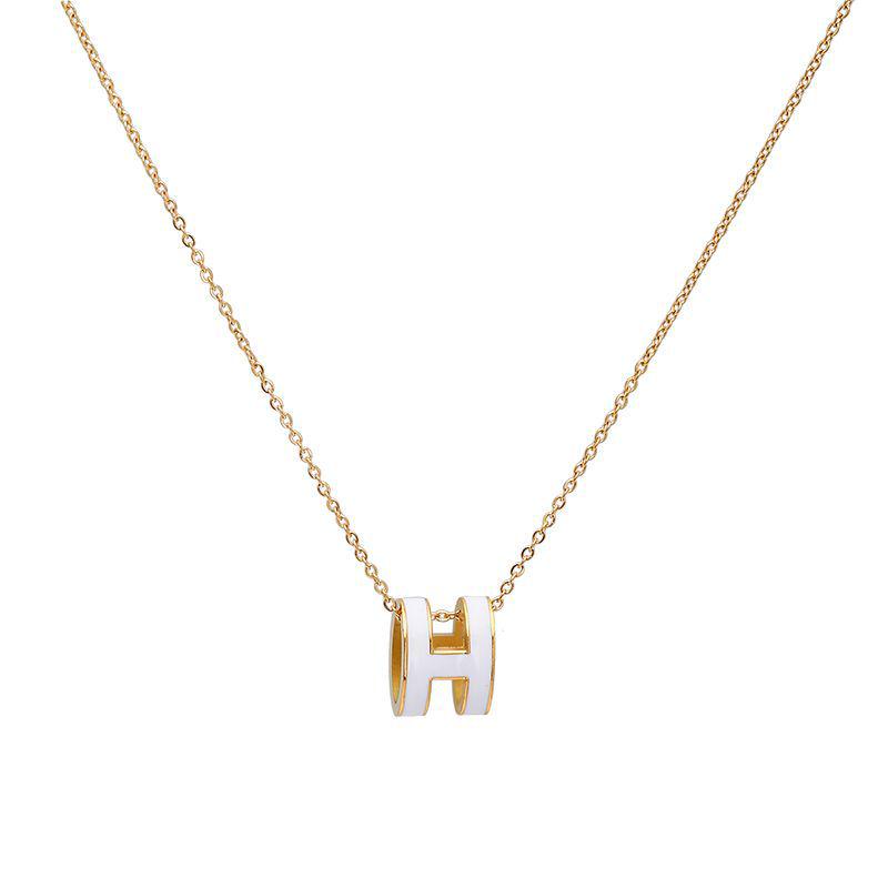 Women's Titanium Steel H Letter Necklace - Elegant Fashion Design Clavicle Chain