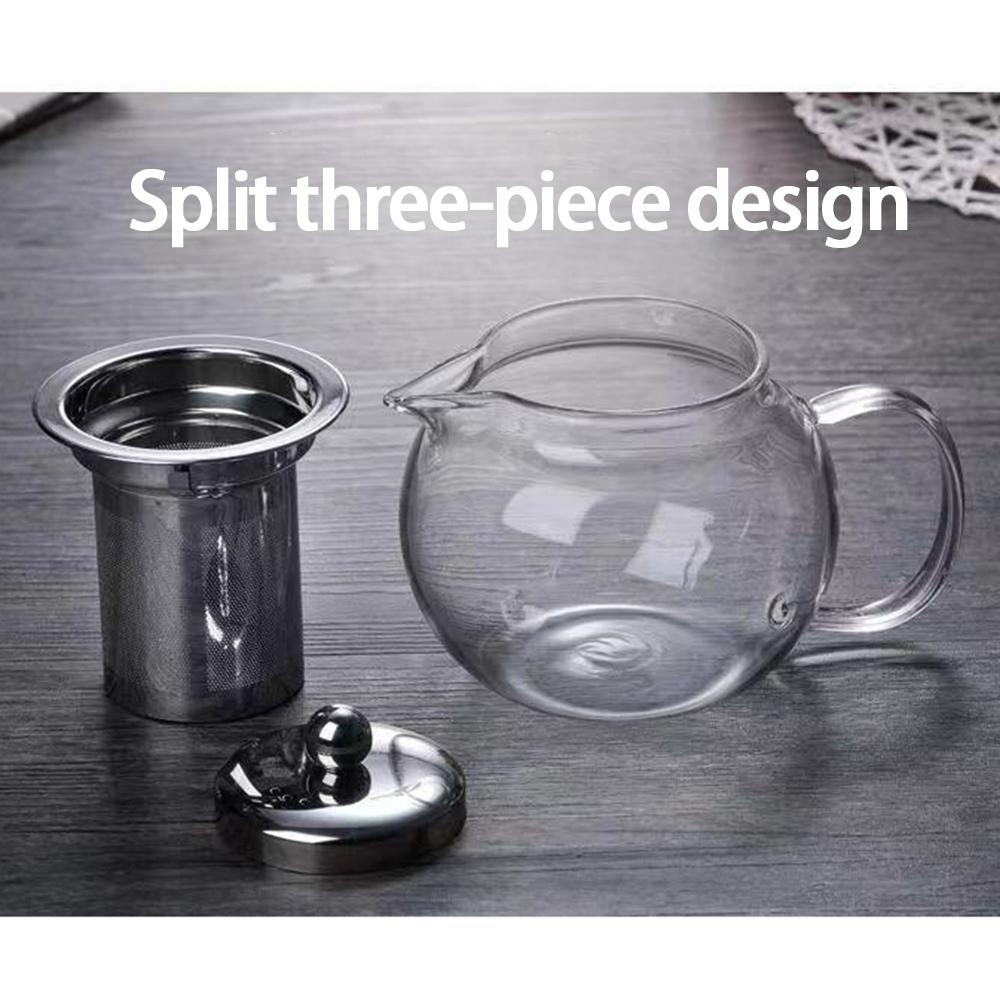 Glass Tea Pot Kettle 650ML/950ML/1300ML Teapot with Stainless Steel Strainer Infuser Filter Tea Cup Set Kitchen Accessories