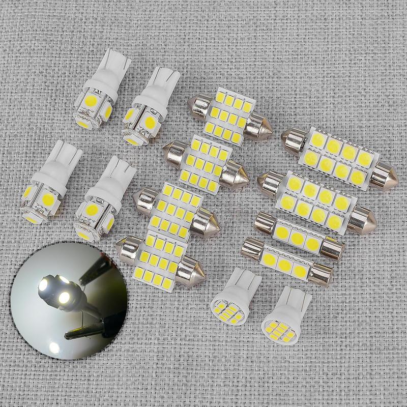 New 14pcs/Set White LED Interior Light Bulb Lamp Package Kit Fit for Chevrolet Silverado GMC Sierra 1998 1997 1996 1995 12V