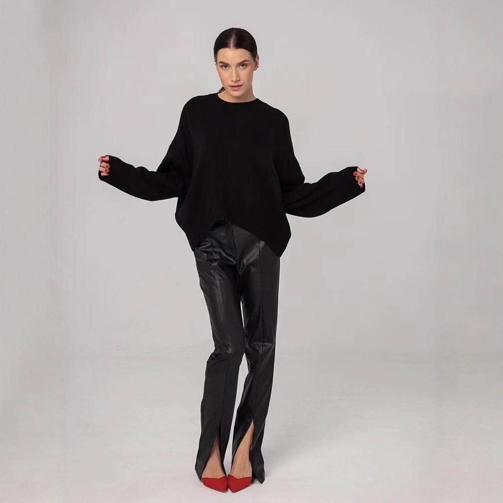 Hot Sale Solid Color Crew Neck Sweater Women's Soft Knitted Casual Loose Top