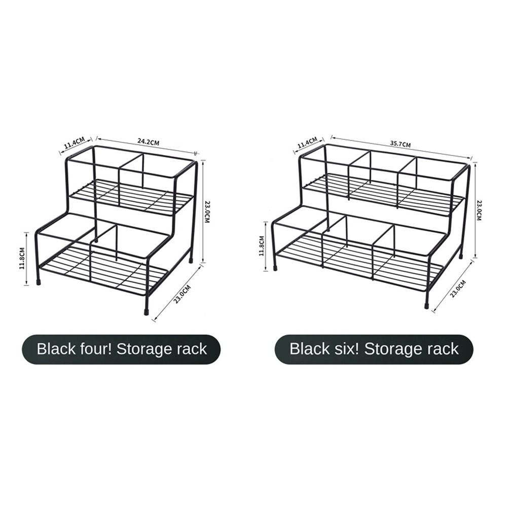 Black Coffee Syrup Rack Metal Kitchen Storage Shelves  for Cabinet Cafe Countertop
