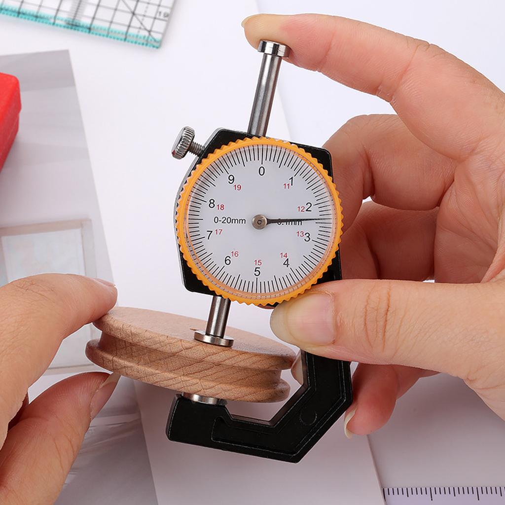 Thickness Gauge 0-20mm Ranges Dials Indicator for Jewelers Technicians Leather and Cloth Measurement with 0.1mm Accuracy
