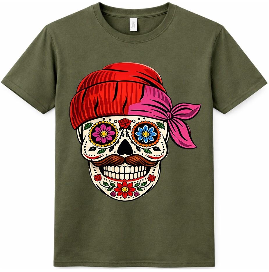 Sugar Skull T-Shirt Day Of The Dead Dia De Los Muertos Gothic Floral Gift Tee