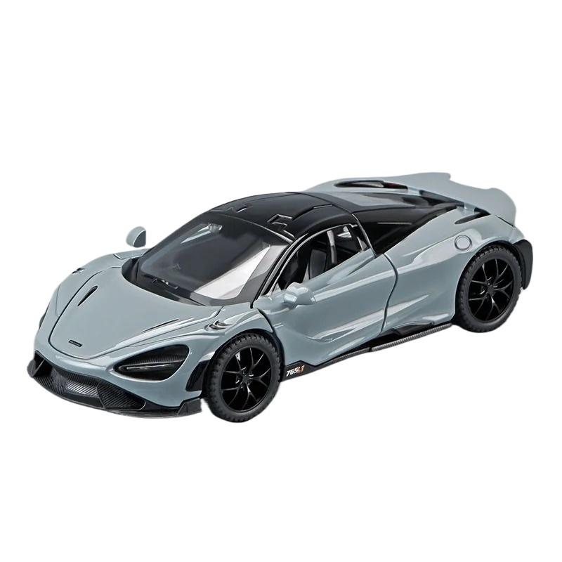 

Масштаб 1/32 Mclaren 765LT Серия суперкаров Металлический литой под давлением Модель автомобиля Книжный шкаф для библиотеки Декор Подарки для друга Коллекция Хобби серый