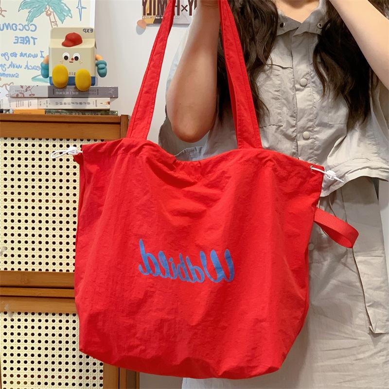 Relaxation Tote Bag Lady BrandNew Drawstring Canvas Bag Commuter Portable Handbag Large Capacity Shoulder Bag Strong