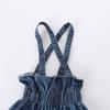 Mengtejiao Girl's Striped Long-Sleeve Denim Overalls 2-Piece Set