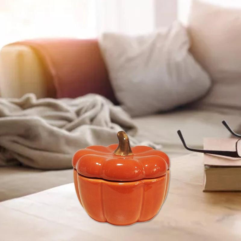 Pumpkin Candle Holder Cup with Lid for Home Bedroom Decoration Ceramics Cups