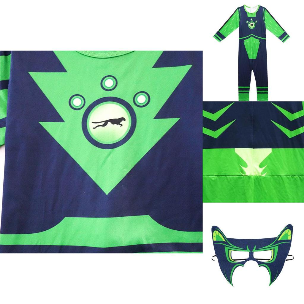 Costum Wild Kratts Puterea Creaturii Pentru Copii Cu Salopetă Verde Marin și Mască
