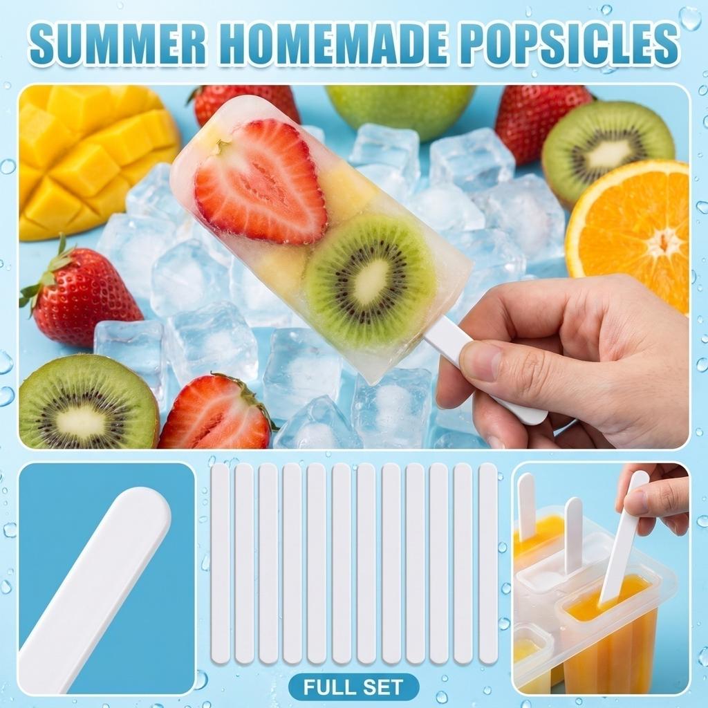 Reusable Ice Sticks for Homemade Treats, Colors Set for Summer