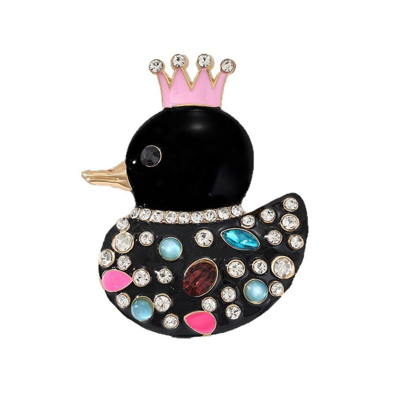 

1Pcs Enamel Animal Brooch Lovely Wear Crown Duck Brooches For Women S Clothes Backpack Pins Gifts чёрный