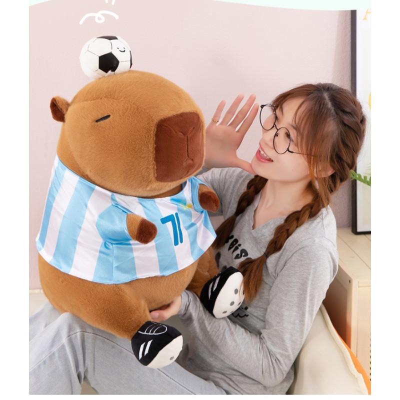 Capybara Plush Toy With Football Design For Kids Gift And Sports Events