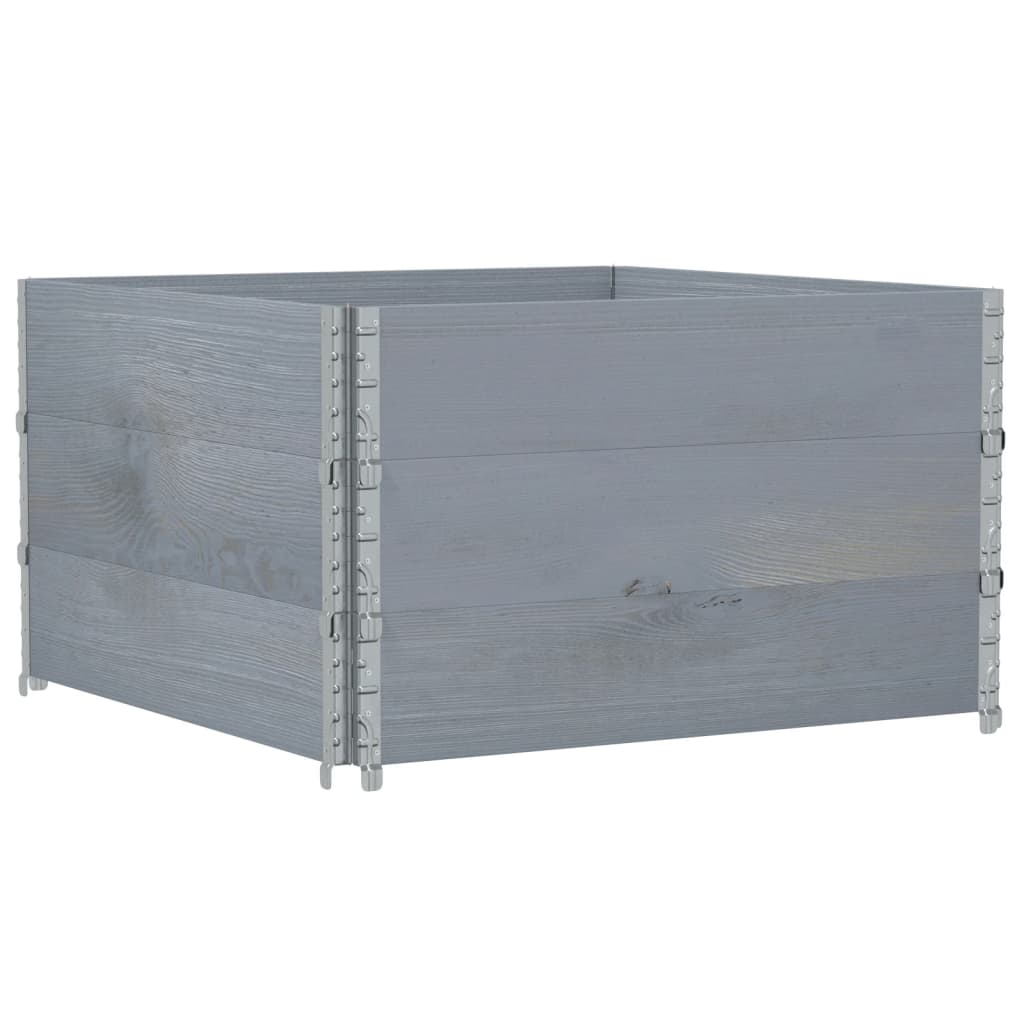 Pallet Top Frame Set 3 Pcs Grey 100x100 Cm Solid Pine Wood