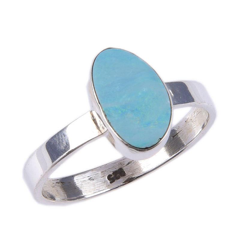 Natural Australian Opal Gemstone Handmade 925 Solid Silver Ring Size 9.5 K8u43