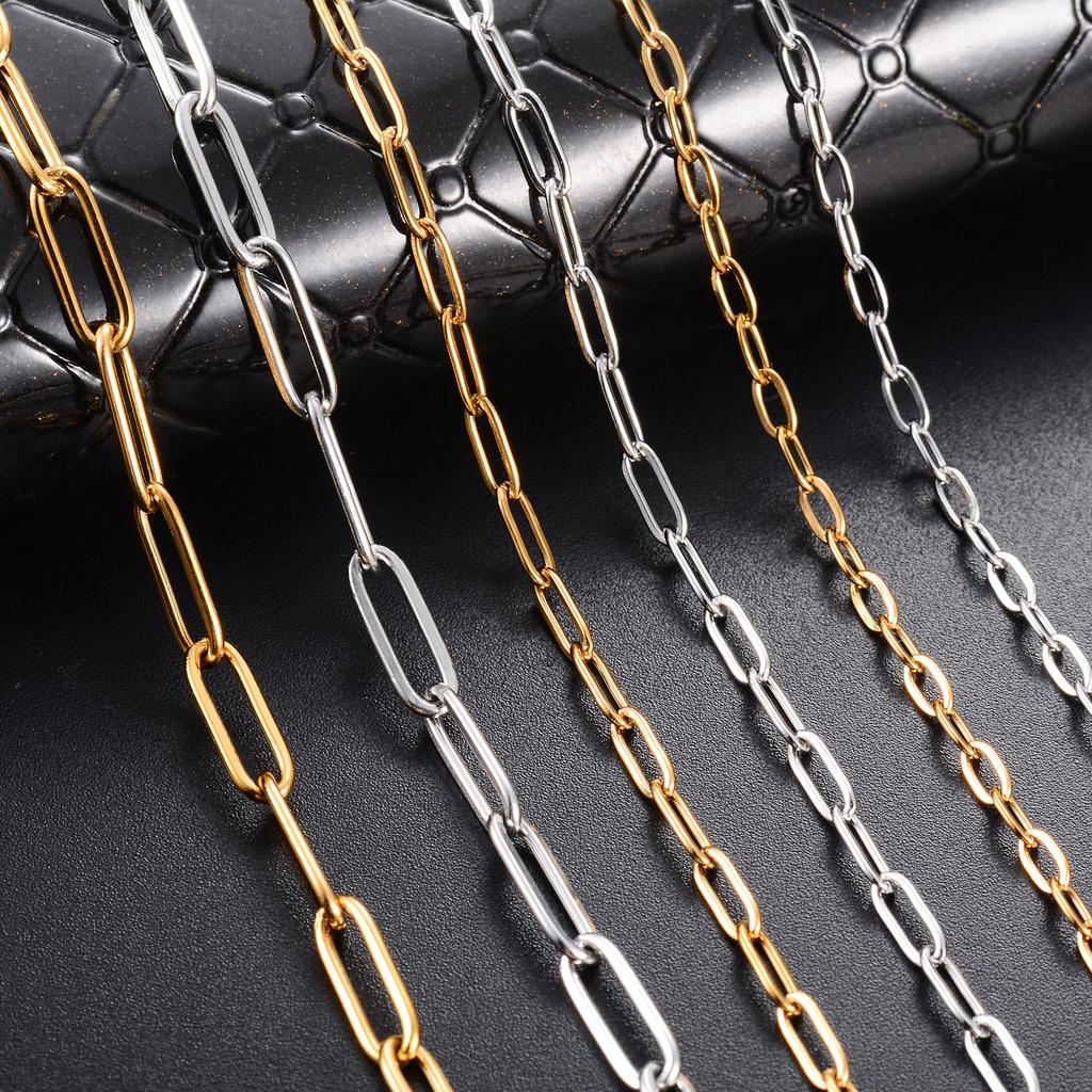 2.5/2.7/4mm Minimalist Stainless Steel Paperclip Neck Chain Link Necklace for Women Men Copper/Gold Color Choker Metal Jewelry