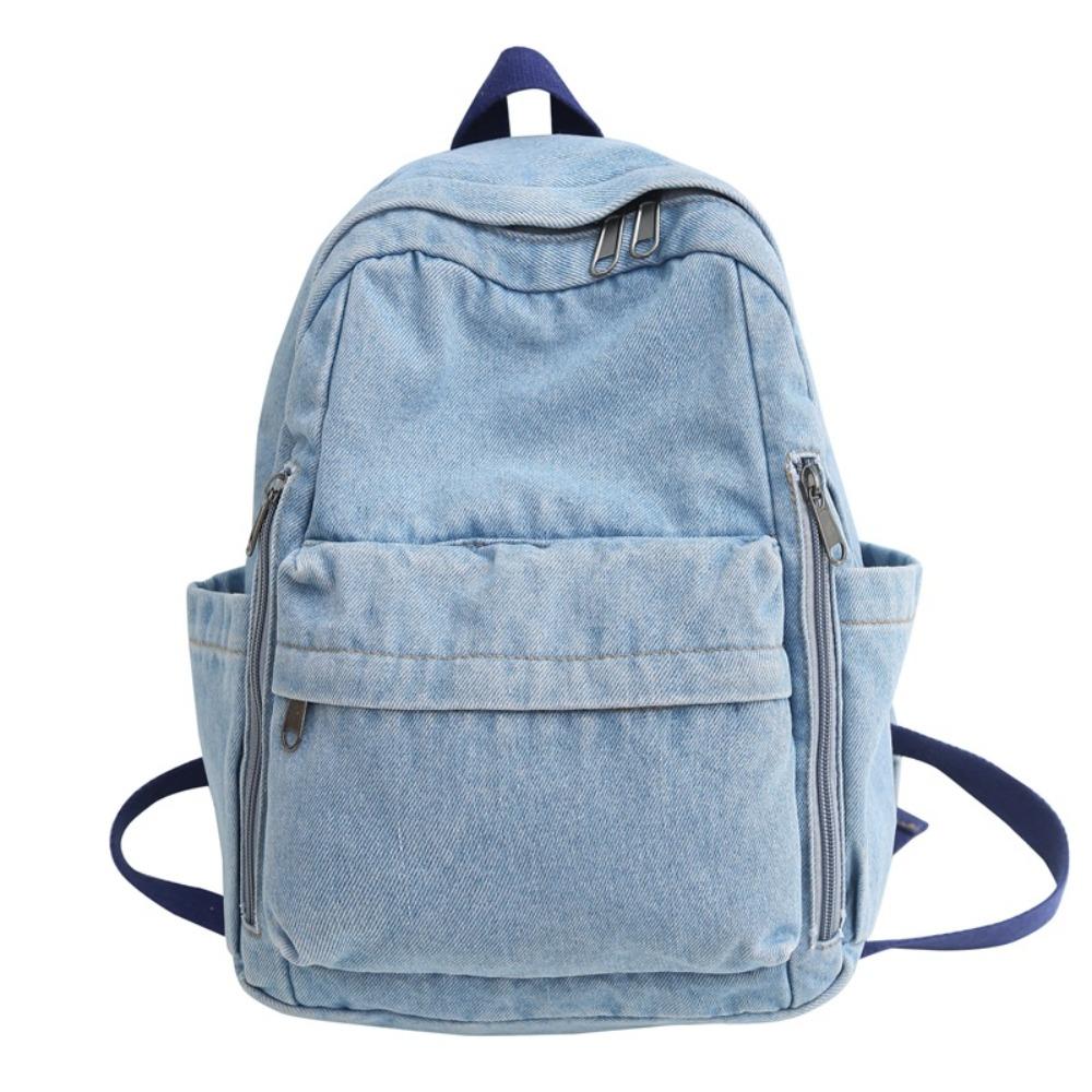 Street Style Vintage Handbag Japanese Style Solid Crossbody Bag Simple Denim Backpack  Outdoor