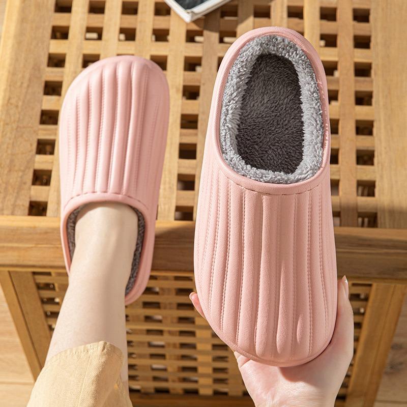 Waterproof cotton slippers home indoor and outdoor warm plush men's and women's simple autumn and winter light cotton shoes