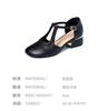 Baotou Thick-soled Thick-heeled Women's Sandals Soft Leather Outer Wear One-word Buckle Summer New Breathable Hollow Hole Shoes Sandals Women
