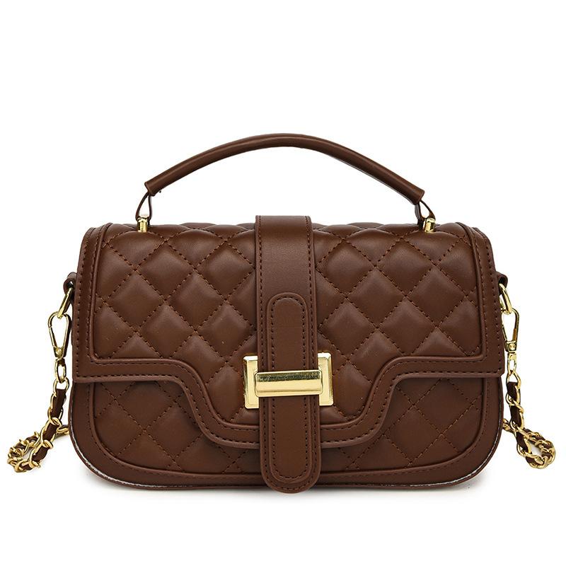 Light luxury texture rhombus portable small square bag women's fashion popular simple shoulder bag versatile chain messenger bag