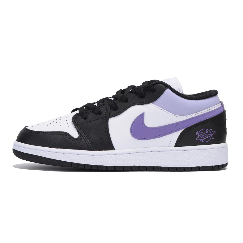Jordan Air Jordan 1 Abrasion Resistant Slip Resistant Low top Vintage Basketball Shoes Men's Black White Purple 553558-131(Team85-)