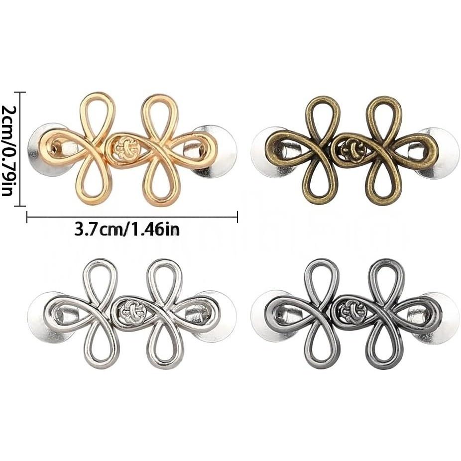 1-4 PZ Bottoni a Vita a Forma di Quadrifoglio Chiusura Regolabile Bottoni in Metallo-Stringitrici per Jeans Larghi Istantaneo Senza Cuciture per Pantaloni in Jeans