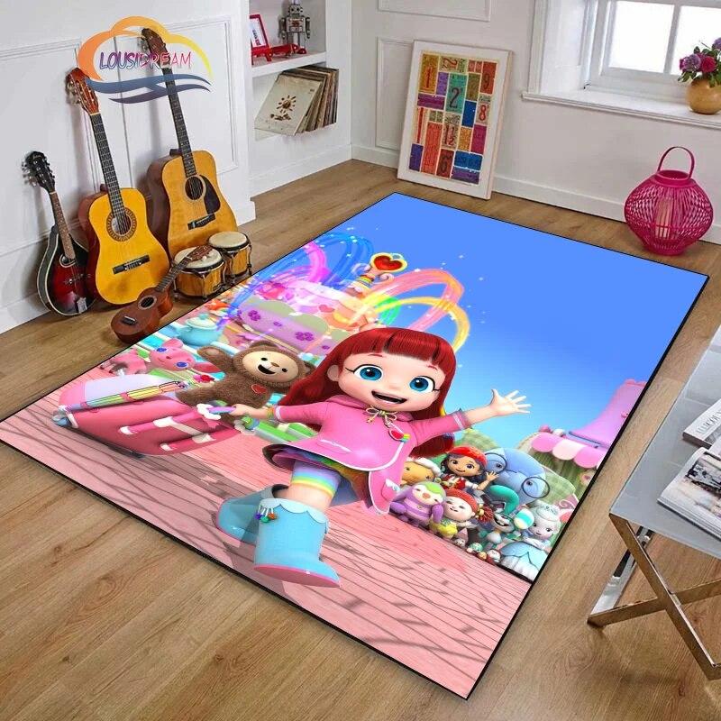 3D Printing Rainbow Ruby Series Carpet Lulu and Bear Cartoon Living Room Bedroom Non-slip Rug Soft Play Area Floor Mat Girl Gift